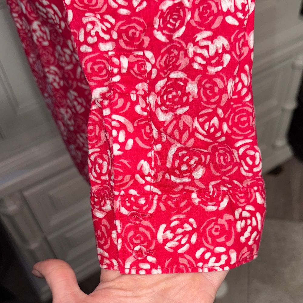 Floral Pink and White Blouse by Liz Claiborne Size Medium - Picture 6 of 12
